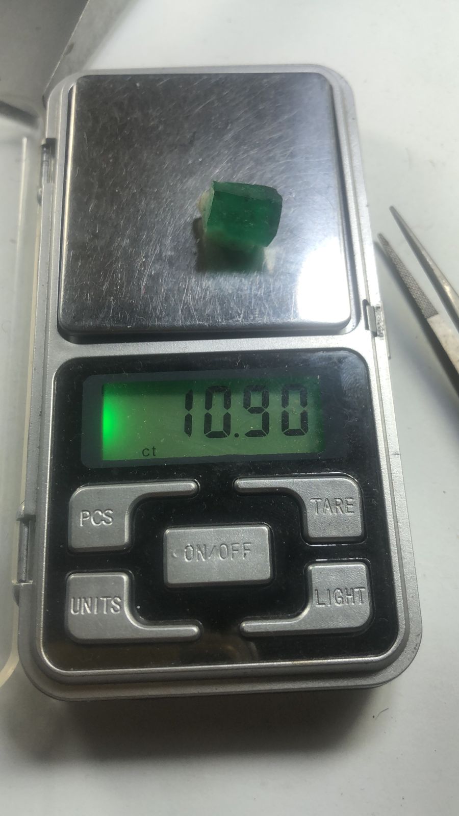 10.90 Carat Rough Facet Grade Emerald