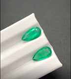 3.55 Carat Natural Panjshir Emerald Pair — Pear Cut Loose Gemstones, Afghanistan
