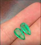 3.55 Carat Natural Panjshir Emerald Pair — Pear Cut Loose Gemstones, Afghanistan