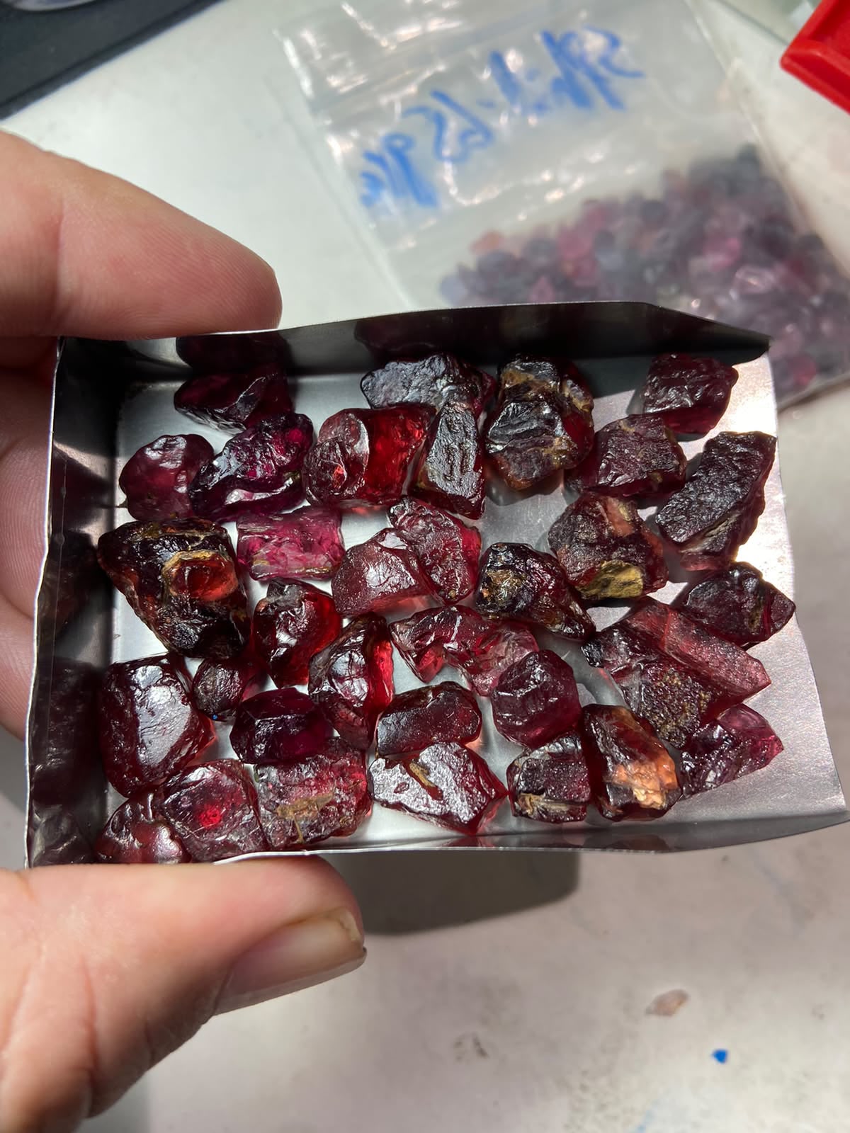 50 Gram Sky Blue Topaz 20 Gram Red Garnet