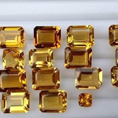 50 Carat Emerald Cut Yellow Citrin Stones