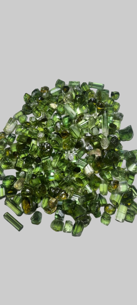raw green tourmaline crystals
