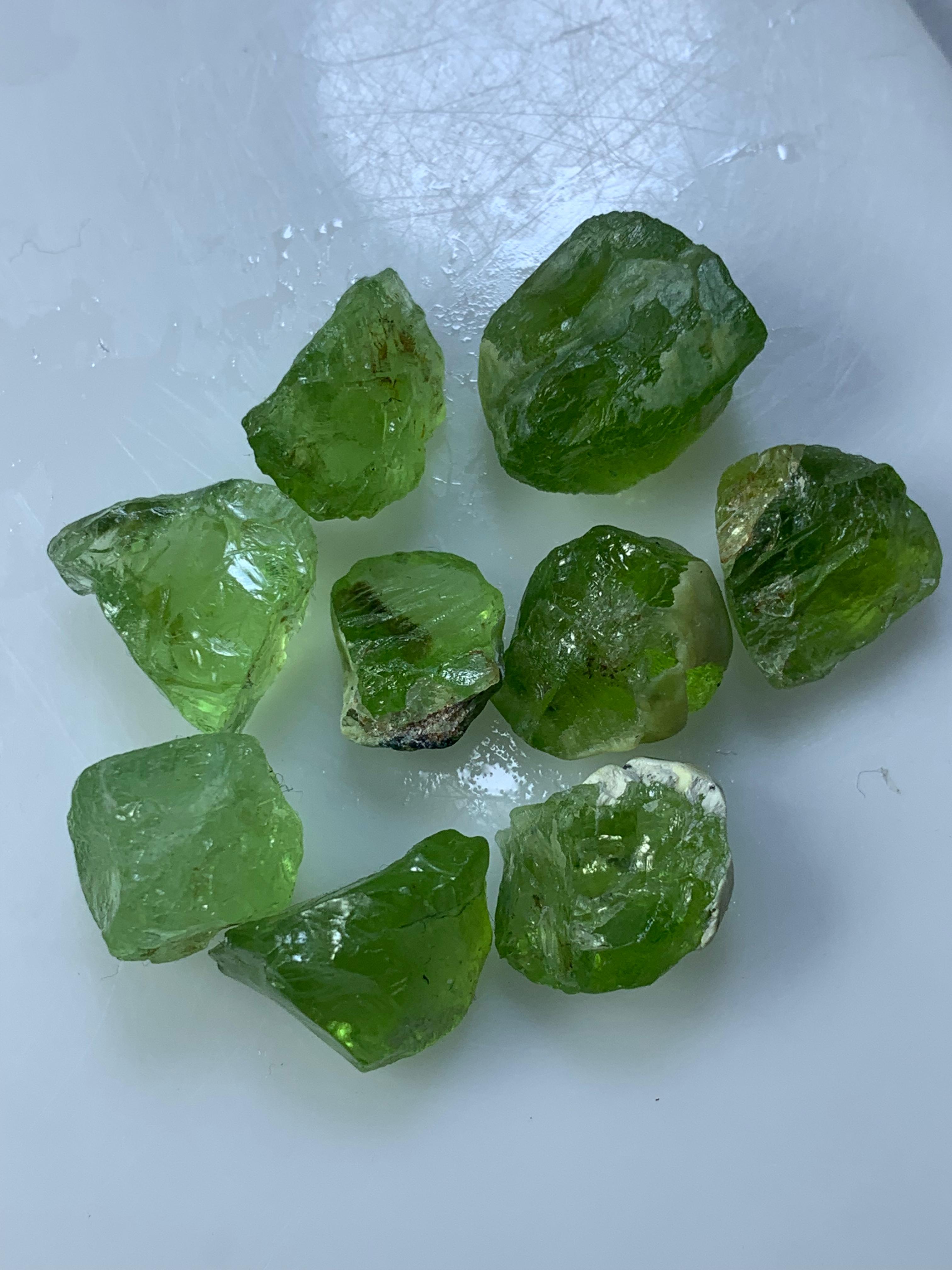 raw peridot crystals