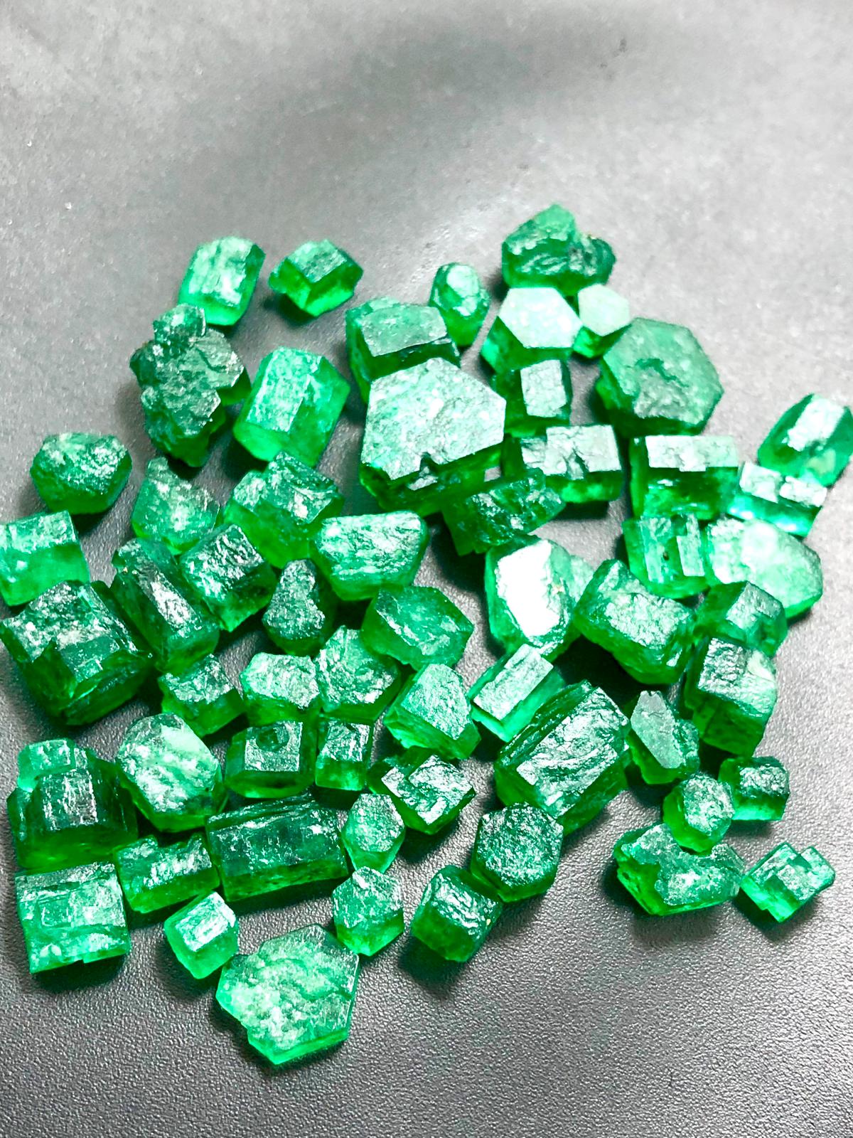 facet rough emerald crystals